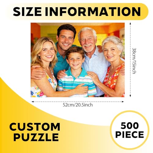 Rompecabezas personalizado con fotos, rompecabezas de 500 piezas para adultos | Rompecabezas DIY personalizable como regalo para mascotas, Navidad, bodas, cumpleaños o reuniones familiares miniatura 2