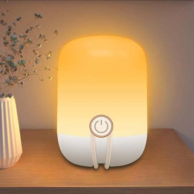 LETOUR LT-NL001B Night Light for Children, LED Bedside Lamp USB Rechargeable Dimmable Table Lamp Touch Sensitive Night Light Night Lamp for Children's Room Living Room White