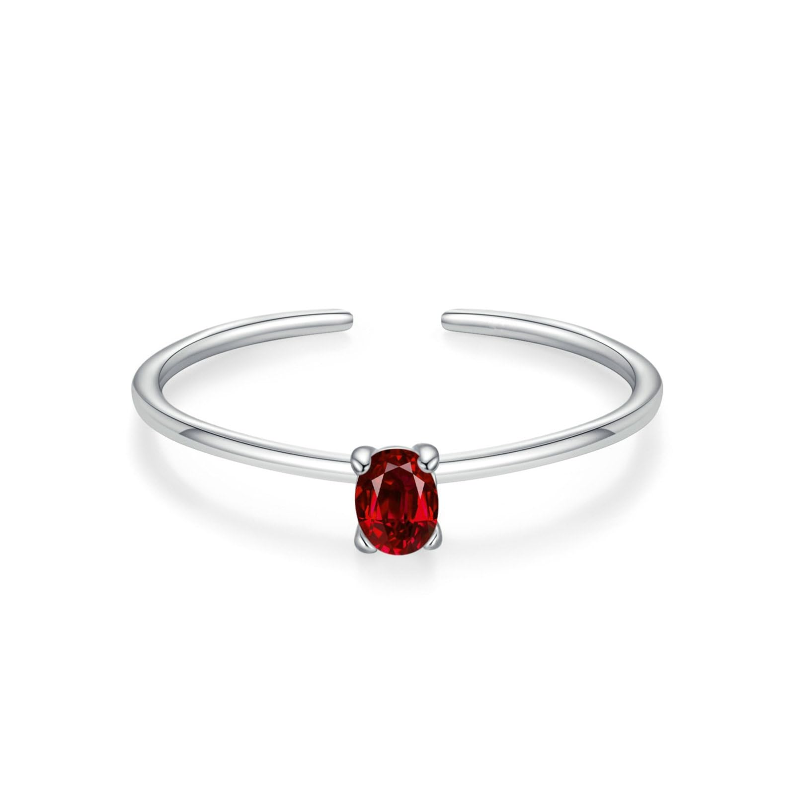 Anillos para mujer de oro blanco, alianzas de rubí creado, 0,5 quilates, anillos solitarios, compromiso, oro real, anillo para mujer, delicado