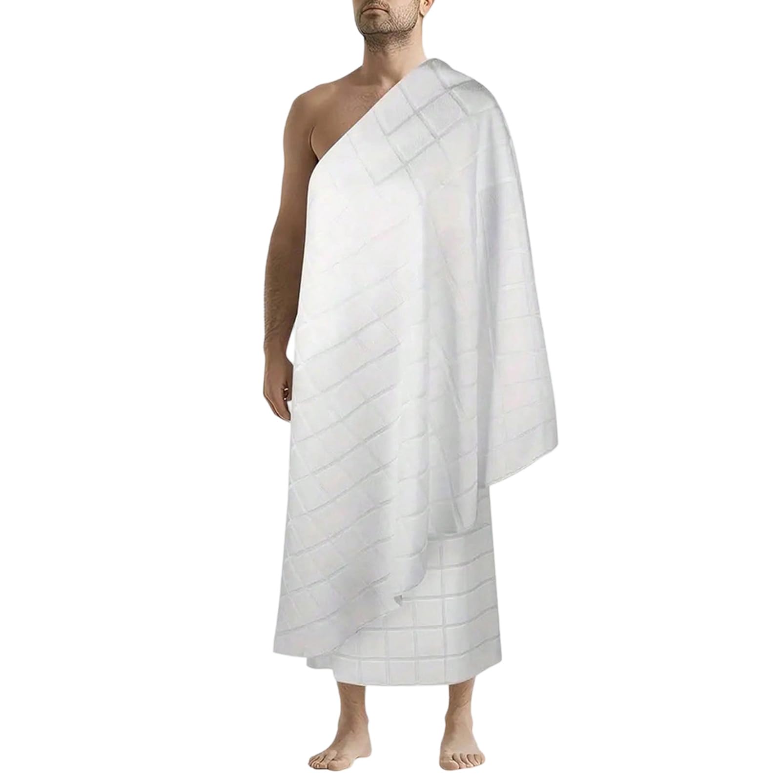 Kmgdm Men's White 2Pieces Natural Cotton Ihram Towel For Hajj And Umrah Towel Set 110×210 Cm (43×82.68 In) Ahram Ehram Islamics Clothi