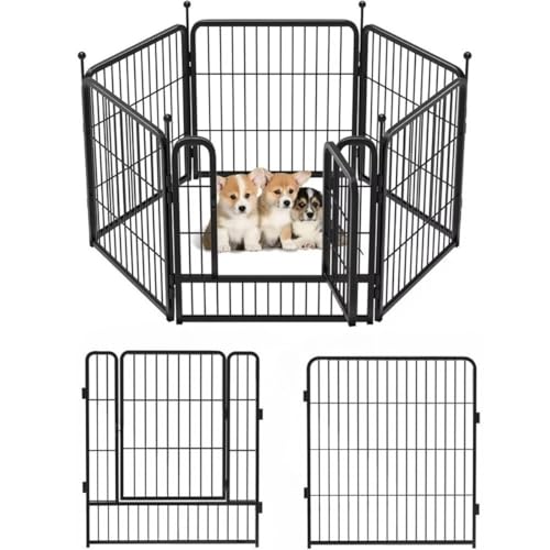 Zvlr犬 サークル 小中型犬用 ペット フェンス スチール製 ペットサークル 広い ペットケージ 猫 全成長期使用可 室内外兼用 ドア付き ドッグサークル 折り畳み式 組立簡単 犬 ゲージ トレーニング 複数の組み合わせ 犬小屋 (60*60 6PCS,