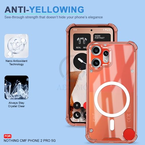 Image of AESTMO Clear Back Cover for CMF Phone 2 Pro 5G | 360 Protection | Transparent Back Cover (PC + TPU, Compatible with MagSafe Accessories, Transparent Bumper)