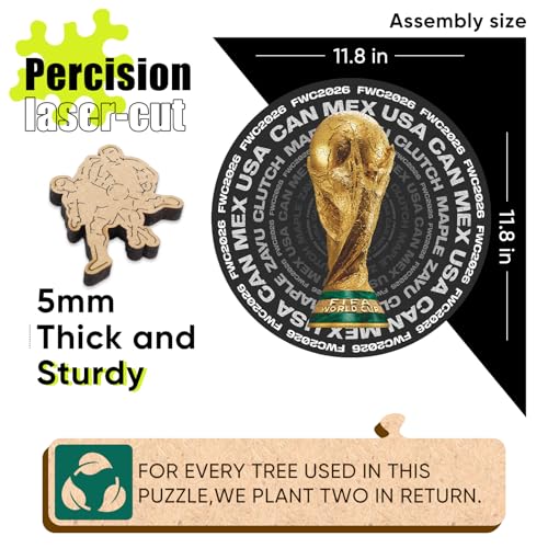 Image of FIFA World Cup 2026 Wooden Puzzles - 5MM Thick Officially Licensed Poster Puzzles - Premium World Cup 2026 Merchandise, Memorabilia Gift for Football Fan, Jigsaw Puzzle for Adult (FWC Ball, 200Pcs)