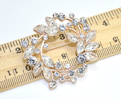 Image of Gyn&Joy Clear Crystal Rhinestone Floral Wreath Pin Brooch BZ005