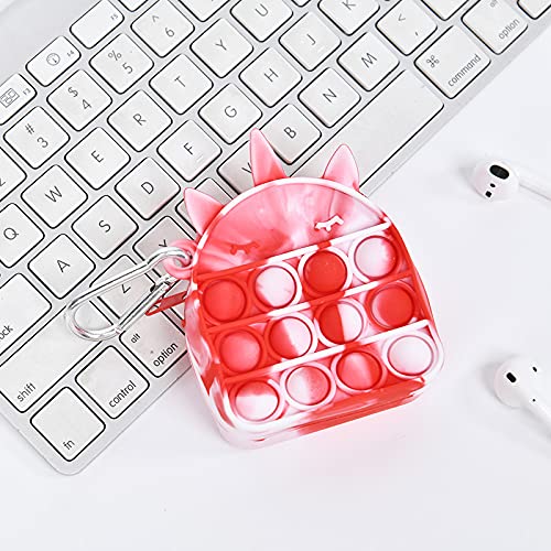 ZHYX Pop Fidget Simples Dimple Toy, Push Pop Fidget Toy Keychain, brinquedo de silicone sensorial, B-Carabiner