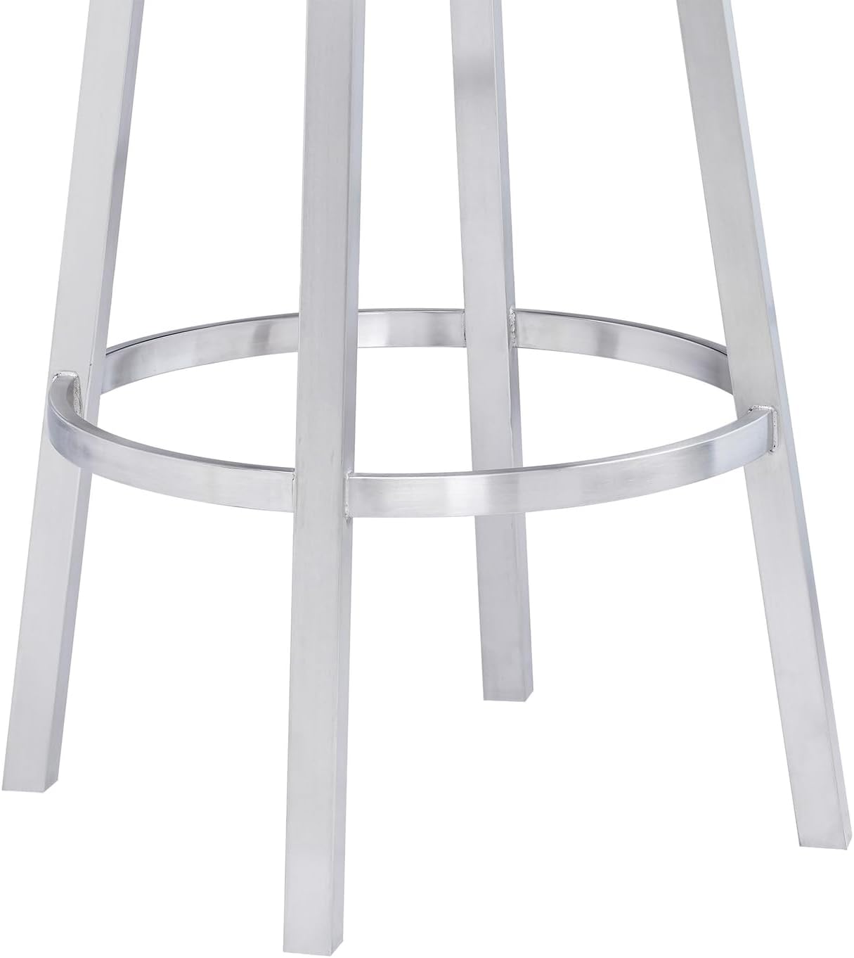 Armen Living Madrid Rotating Bar Stool, Black Faux Leather/Brushed Stainless Steel, Counter High Chair, 26.0 inches (66 cm)