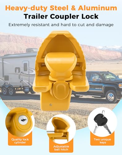 image for Fetechmate Trailer Hitch Lock Universal Size with Key Fit for 1-7/8