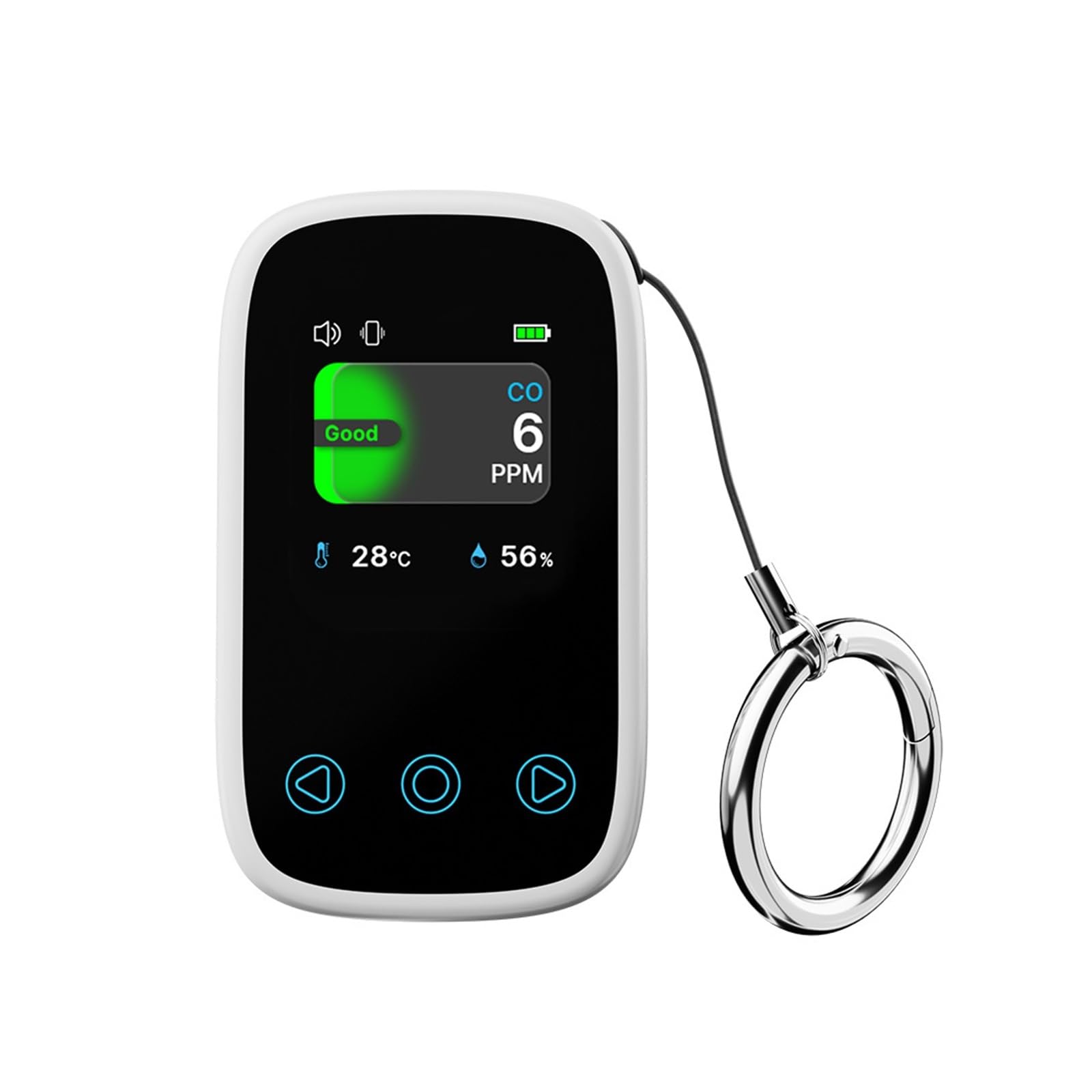 Mini Detector de monóxido de Carbono, Monitor de Calidad del Aire CO, Carga Tipo C for Viajes en Interiores, medidor portátil de Temperatura y Humedad de CO(White)