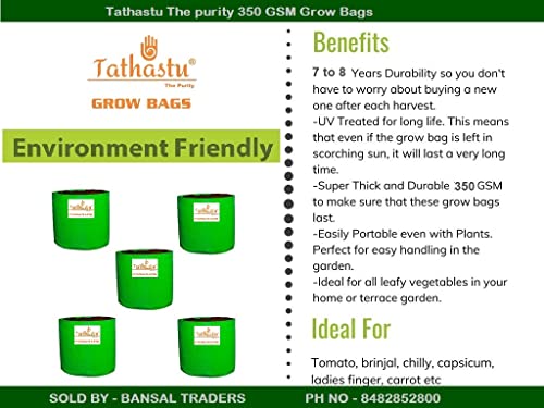 Image of Tathastu The Purity 24 inch X 24 inch Pack 3| 250 GSM Organics Terrace Home & Kitchen Gardening HDPE Circular 100% UV Treated Grow Bags (Plant Bags), Thick & Durable for Vegetable Fruits and Flower Plants