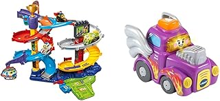 VTech Toot-Toot Drivers Twist & Race Tower, Racing Cars for Boys and Girls, Car Tracks for Kids with Lights and Sounds, Musical Toy Race Track & 507903 Toot Drivers Hot Rod, Multicolour