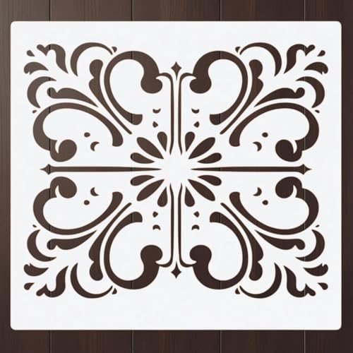 Floor Tile Stencil Geometric Pattern Design Template Reusable Art Stencil for Painting Wall Stenciling Crafting and DIY Home Decor Projects