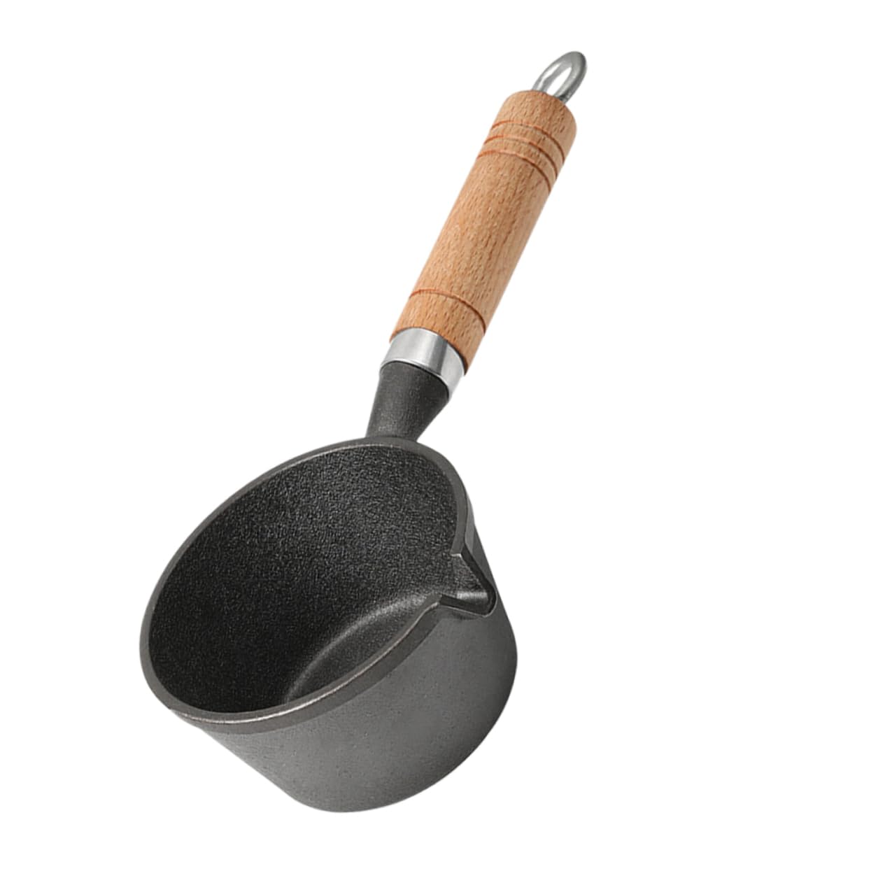 HANABASS Iron Portable Pan Wood Handle Cooking Frying Pan Portable Coated Melting Pot Pot Spout Saucepan Handle