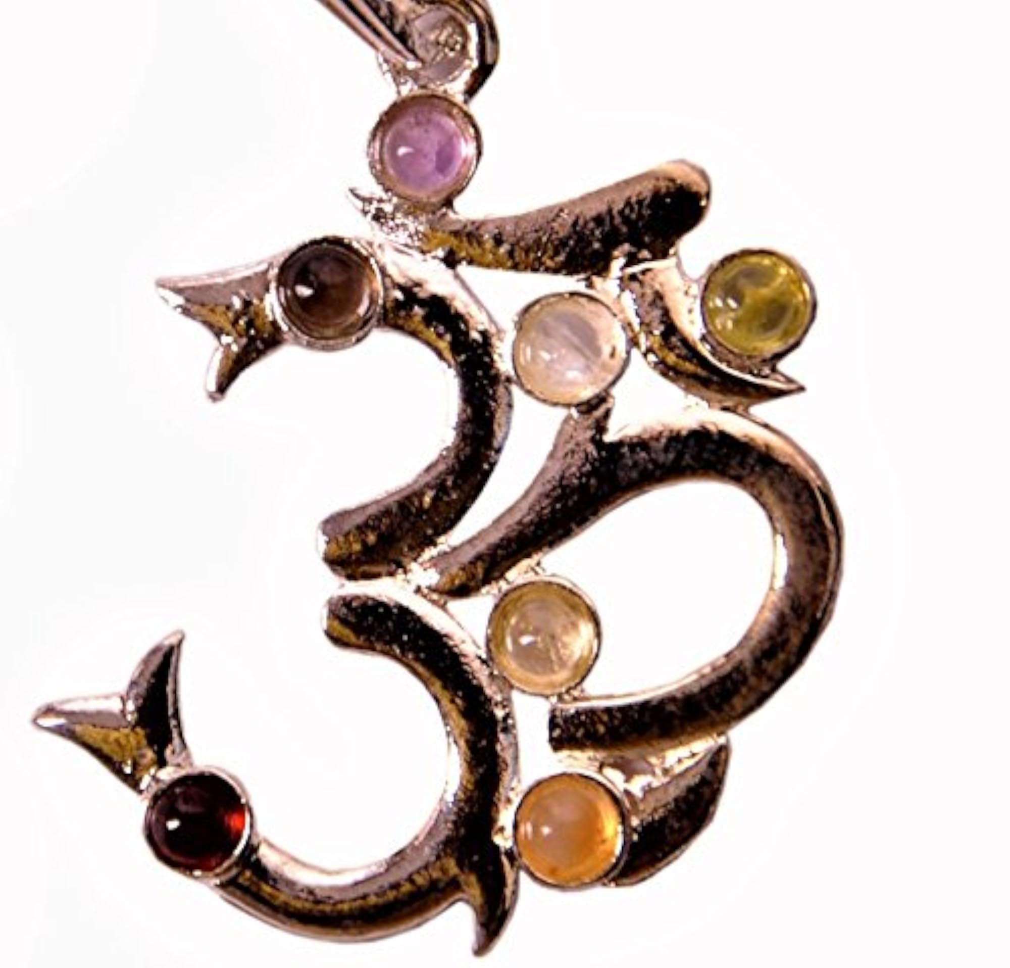Seven Chakra Crystal Reiki Pendant, Om/Aum