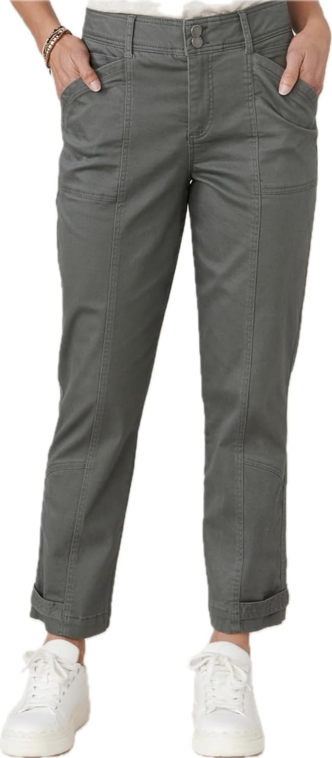 "Ab"solution High Rise Snap Hem Petite Utility Pant