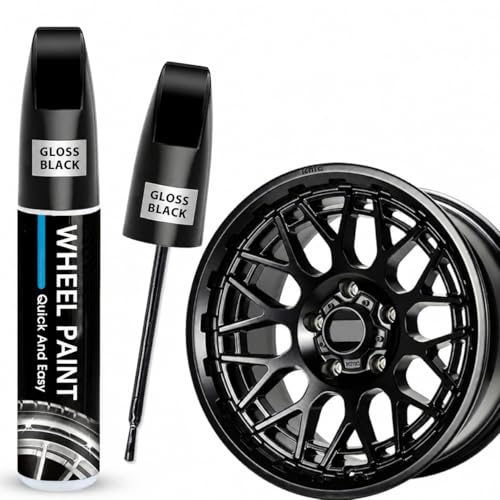 Gloss Black Rim Touch Up Paint - Wheel Scratch Repair Kit for Curb Rash & Scratches, Quick and Easy Rim Paint for Wheel Repair, Universal Gloss Black