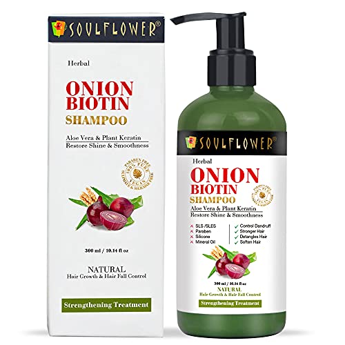 Soulflower-Onion-Biotin-Shampoo-Hair-Growth-Scalp-Nourishment-Hair-Fall-Dandruff-Aloevera-Plant-Keratin-Reetha-Shikakai-Neem-SLS-Paraben-Free-300ml