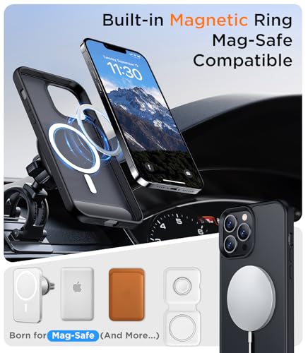 Image of Magnetic Compatible with iPhone 13 Pro Case, [Built-in Invisible Kickstand][Compatible with MagSafe] [Military Grade Shockproof] Slim Translucent Matte Phone Case for iPhone 13 Pro 6.1 inch
