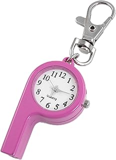 Qtqgoitem Round Dial Arabic Numbers Whistle Shaped Quartz Watch Keychain Fuchsia (Model: 1c8 904 be4 7dd a49)