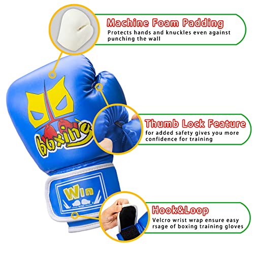 Pikzh Kids Boxing Gloves,Boxing Gloves For Kids 5-13 Years Boys Girls Boxing Training Gloves For Punching Bag Kickboxing Muay Thai Blue #TOP1