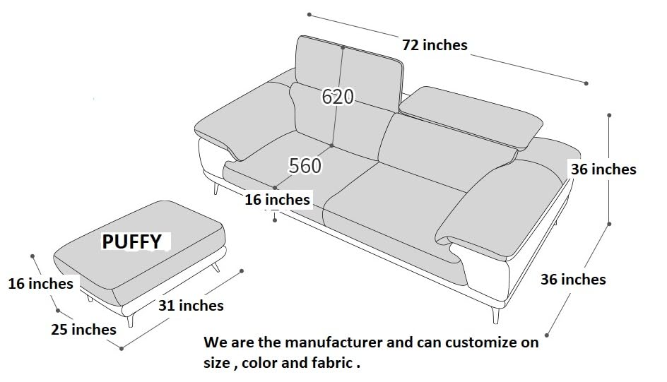 Image of Fabrique Magma Leatherette 3 Seater Sofa Set with Puffy Luxury Cream with Moveable Headrest | Stylish Home Office & Living Room Furniture | Lightweight Design with Durable Stainless Steel Legs