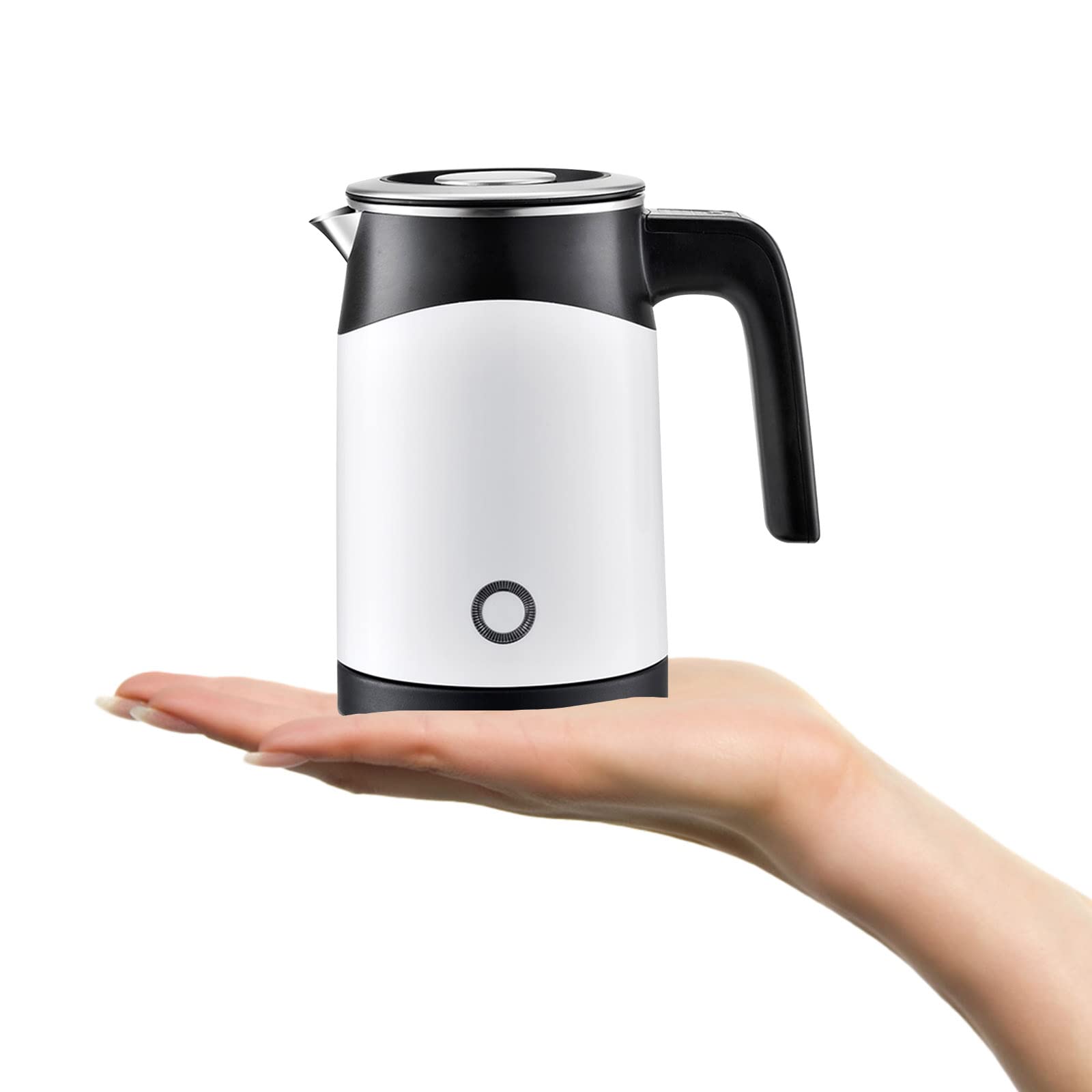 Bollitore elettrico portatile da viaggio, con riscaldatore veloce da 4 minuti, 0,5 l, Tat e controller/bianco/bianco