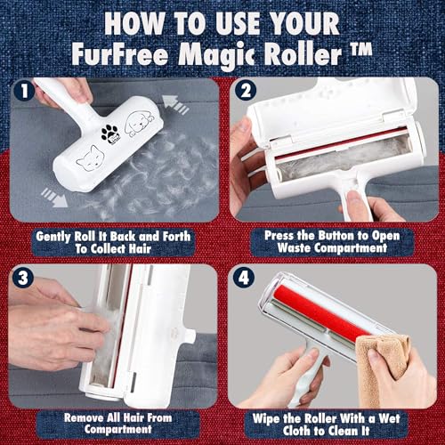Image of Pet Hair Remover Reusable Tool - Dog and Cat Fur Removal Roller for Bedding, Couch, Clothing, Carpet and More - Multisurface Hair and Fur Removal Tool (Red Velvet)
