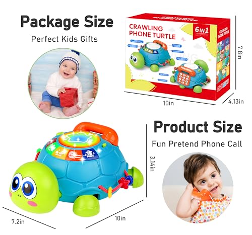 Image of KWYZ Baby Toys 6-12 Months, Musical Turtle Crawling Baby Toys for 12-18 Months, Tummy Time Toys with Light & Sound, Infant Toy 0-3 3-6 6-18M Birthday Gifts for 1 2 Year Old Boy Girl