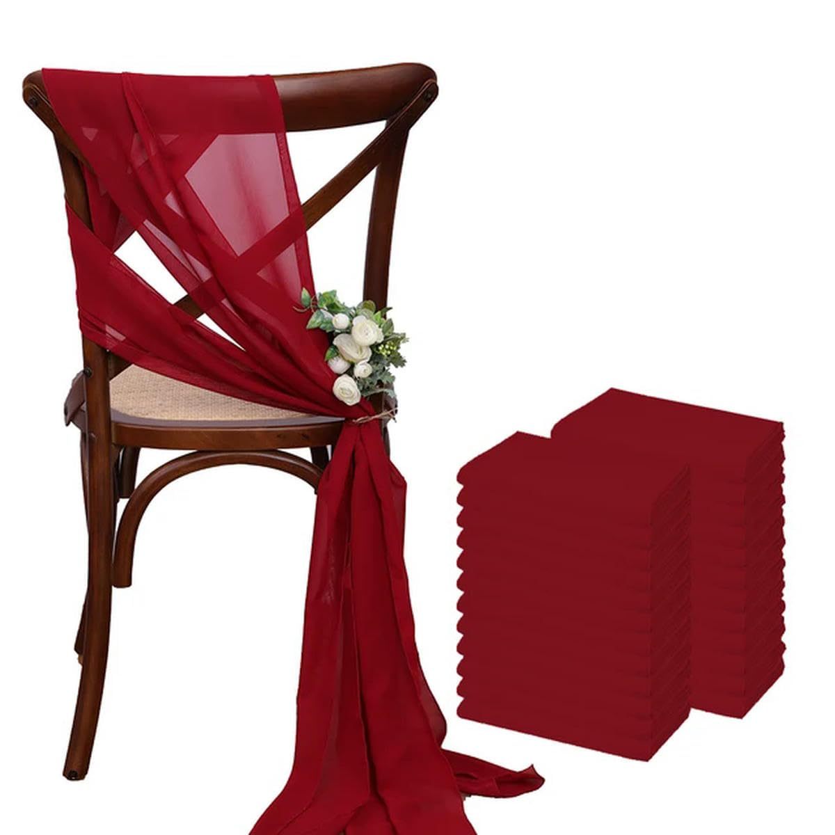 Bandas for sillas de gasa para decorar pasillos de bodas y ceremonias románticas al aire libre