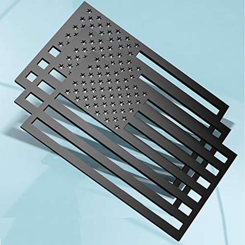 3D American Flag Emblem Decal Cut-Out，Subdued American Flags Tactical Military Flag USA Decal 5 x3  (Matte Black,3Pack)