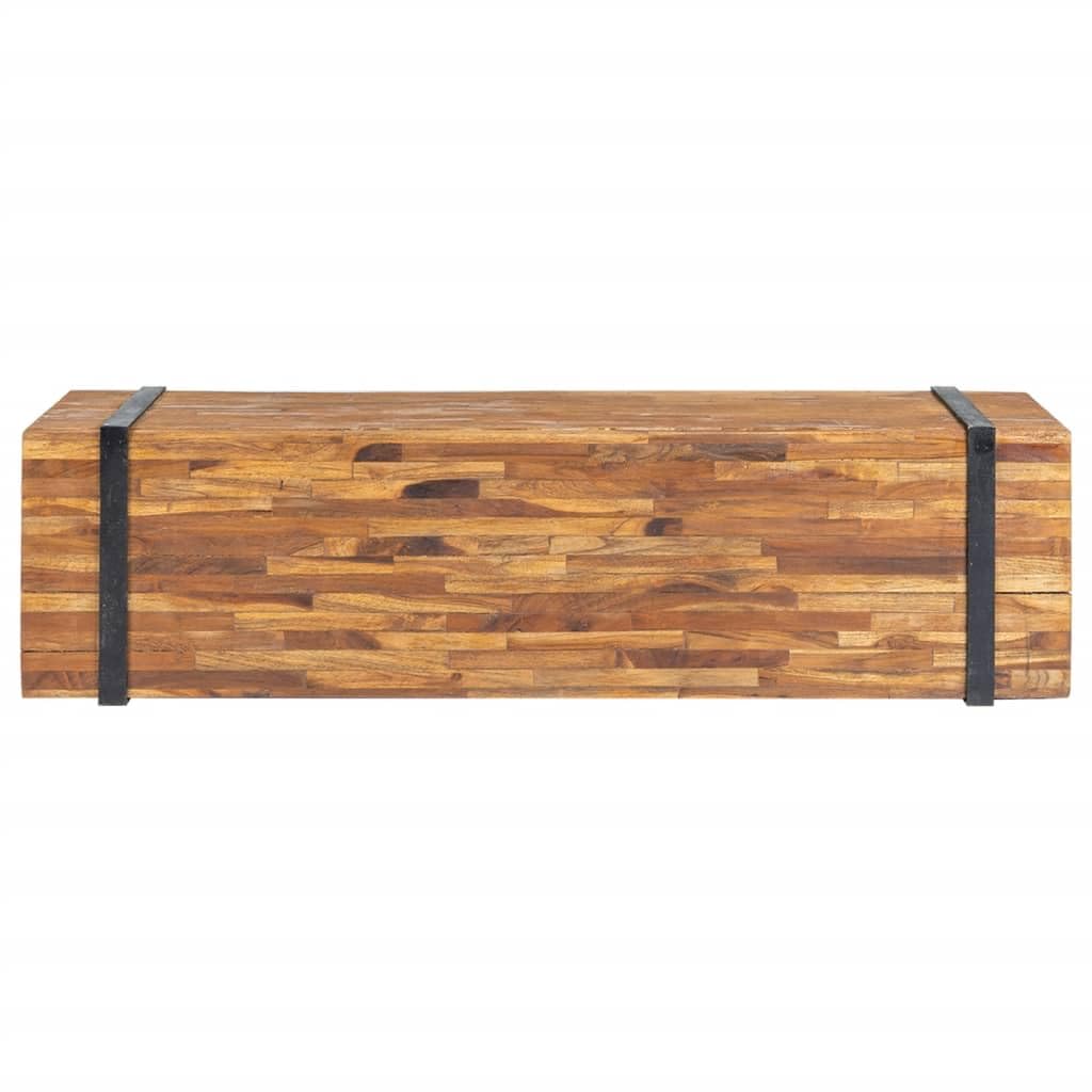 TV-Schrank 110x30x32,5 cm Massivholz Teak, Industrial Design, mit Rollen, Wohnzimmer TV-Tisch, Medienkonsole für Unterhaltung