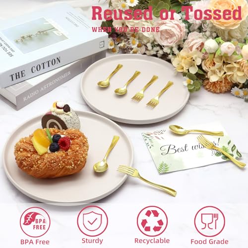 100 PCS Gold Mini Forks and Spoons (4 Inch), 50 Gold Dessert Forks And 50 Mini Dessert Spoons Heavy Duty Mini Cutlery for Appetizer, Tastings, Cocktails, Dessert Cups by joy akkess - Image 5