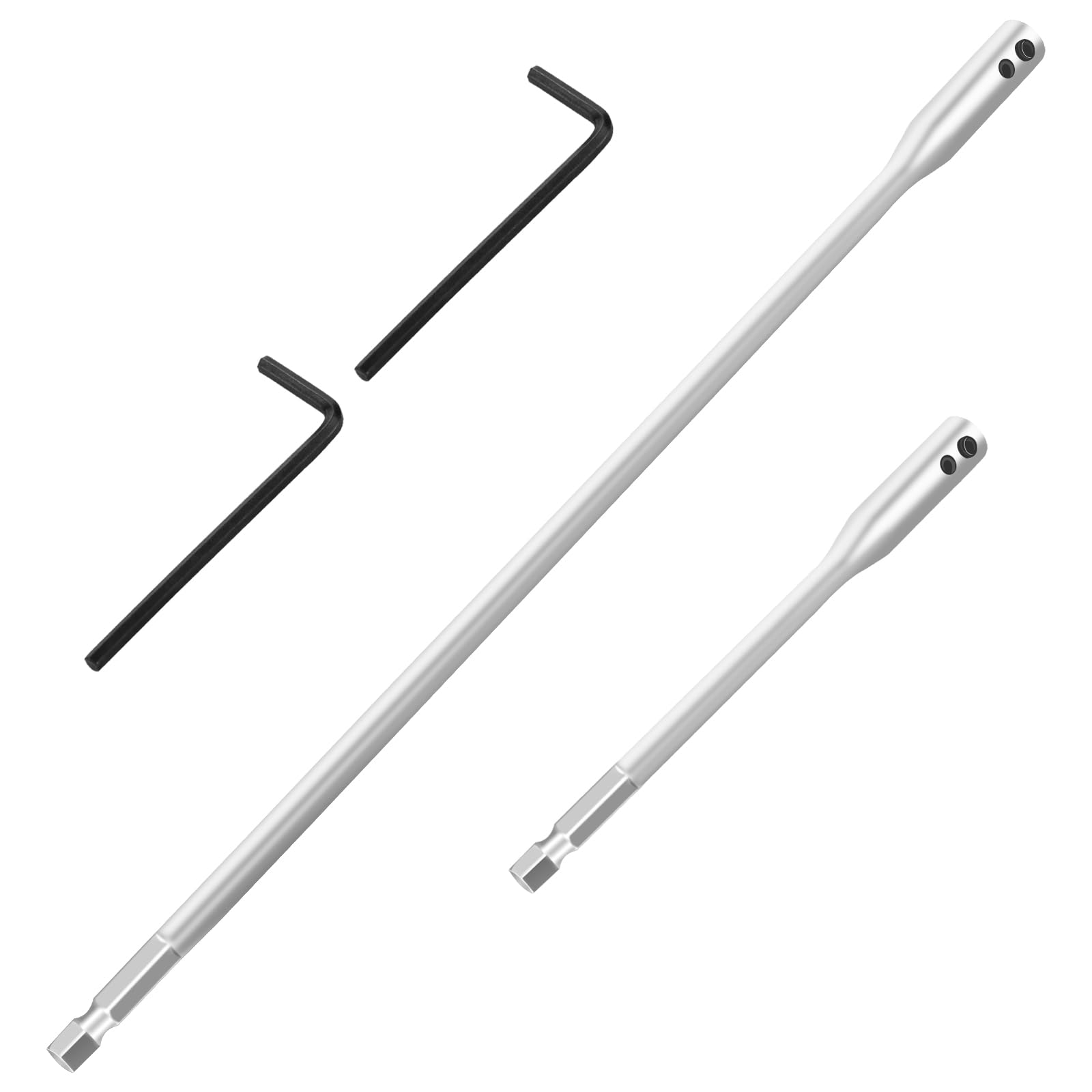 4 Pieces 1/4 Drill Bit Extension Set, High Carbon Steel Drill Extension Set, 6 and 12 Inches Spade Drill Bit Extension with 2 PCS Key for Wood Turners