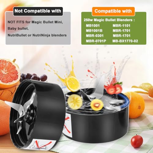 image for QUIENKITCH QT 2X Cross Blades compatible with Magic Bullet 250W MB1001