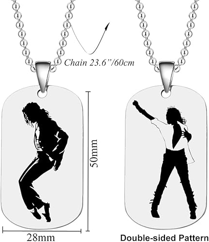 Miniatura 7 de MJ Jackson - Collar y pulsera para fanáticos de MJ Michael para hombres y niños, joyería colgante de colección conmemorativa