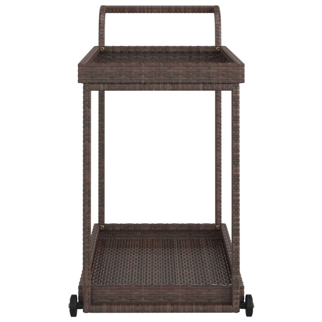 vidaXL Carrello da Bar Marrone Polyrattan 100x45x83 cm