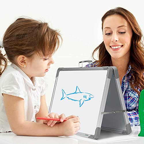 Magnetic Dry Erase Board With Calendar - Small Double Sided Whiteboard On Desktop With Monthly Schedule Planner, Portable Folding White Board On Table Top For Kids Drawing, Teacher Students Classroom #TOP1