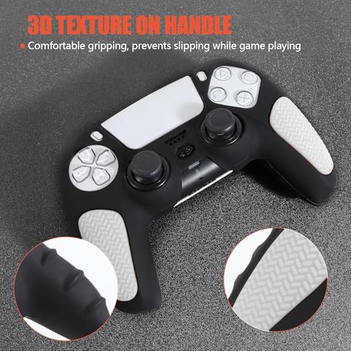 Image of PSS PS5 /PS5 Slim Controller Silicone Cover Case Anti Slip Protective Case Sleeve Compatible for PS5 Controller Remote Accessories (Black /White)