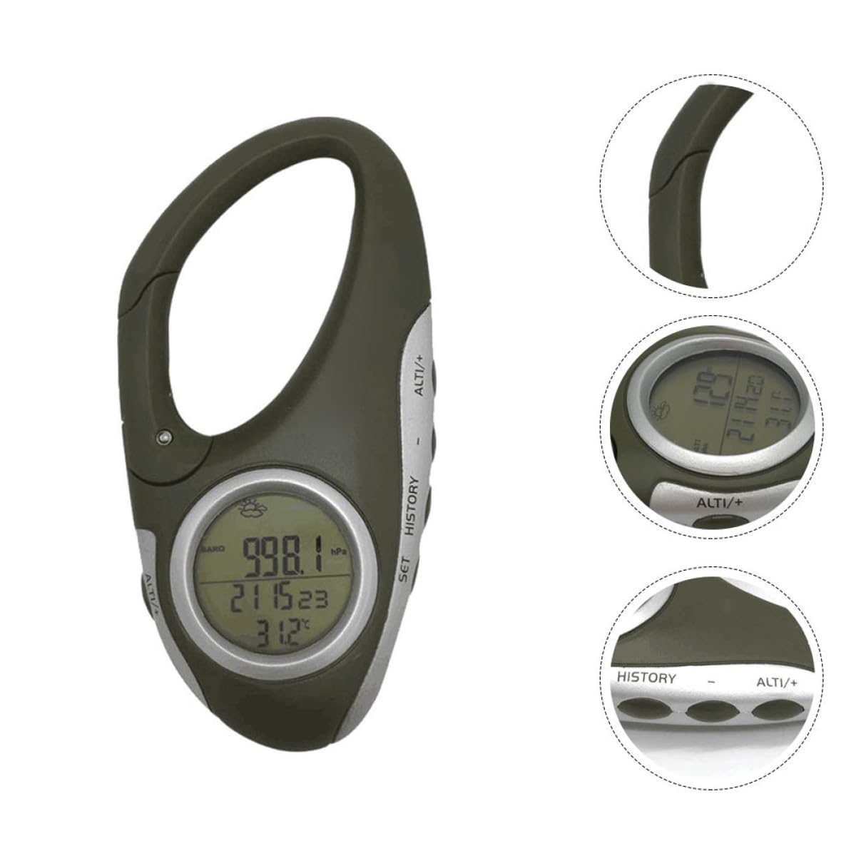 Höhenmesser Barometer -Thermometer aussentemperaturmesser Thermometer für außen Campingbarometer druckluftmanometer Climbing Gear Wanderhöhenmesser Barometer-Höhenmesser Abs Green