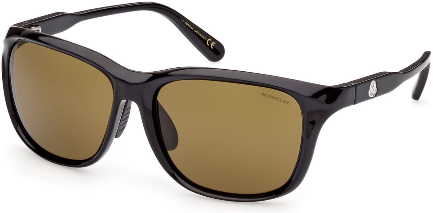 Sunglasses Moncler ML 0234 -K Asian fit 01E Shiny Black/Amber Lenses, Shiny Black / Amber Lenses, 60/16/130