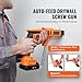 Drywall Screw Gun Auto-Feed, 20V Max Collated Drywall Screwgun, 4200RPM Brushless Cordless Drywall Gun Kit with 2 Battery Packs, Charger, Belt Clip, Tool Bag, Screw Length and Depth Adjustable