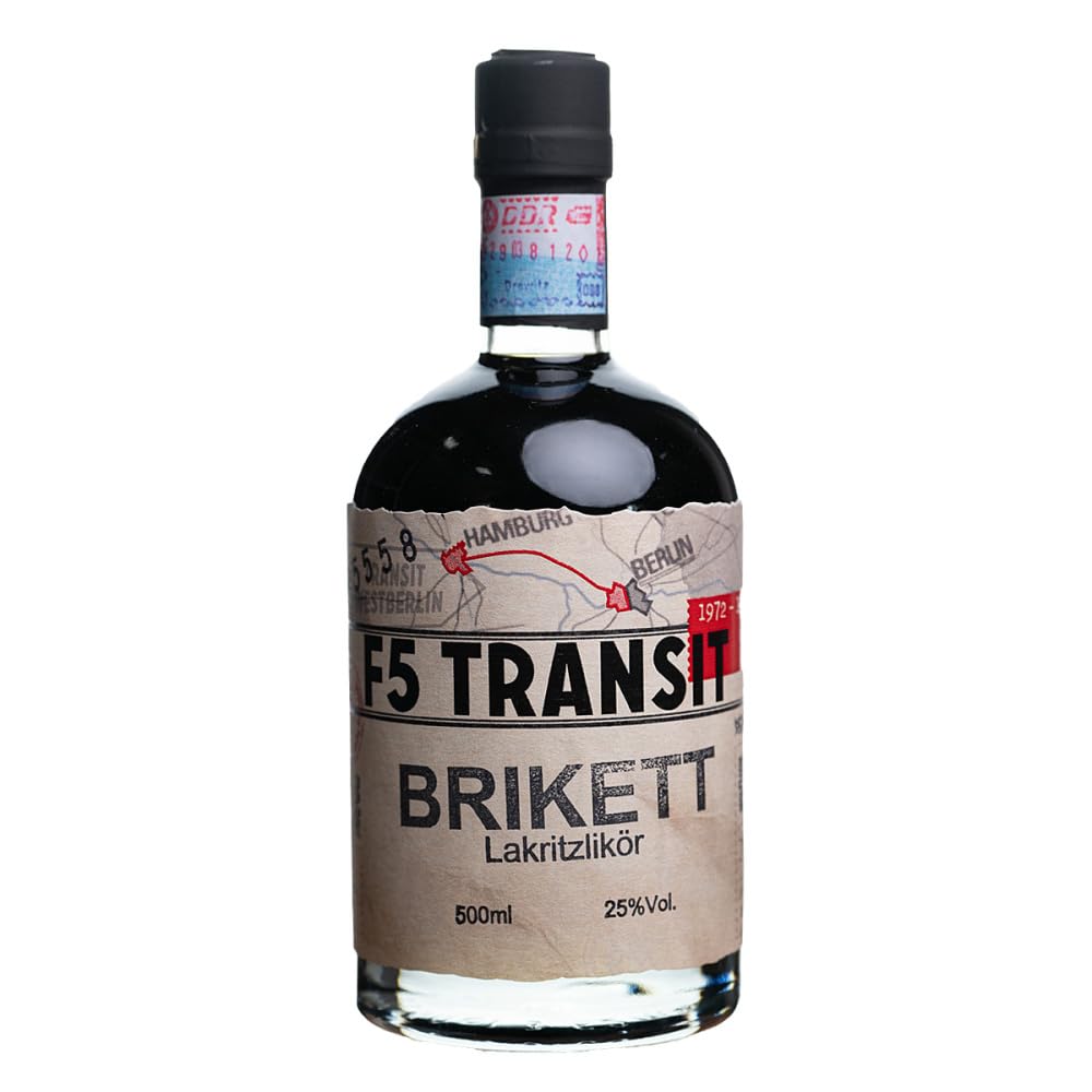 Brikett Lakritz Likör 6x0.5l (25% Vol) No. 5558 - RATION | Lakritzlikör | 6 Flaschen a 500ml | F5-Transit | Schwechower Brennerei (1229)