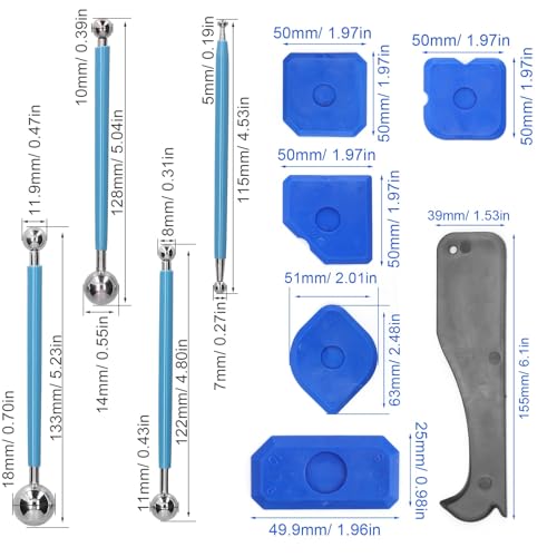 10 Stück Silikonfugen Abzieher, DEANKEJI Silikonentferner Werkzeug, Multifunktionale Metallkugel Caulking Tool, Fugenspachtel für Küchen Schlafzimmer Badezimmerverbindungen