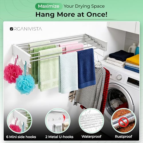 Wall Mounted Drying Rack Foldable for Laundry Clothes Drying Rack 28" by ORGANIVISTA - Image 6