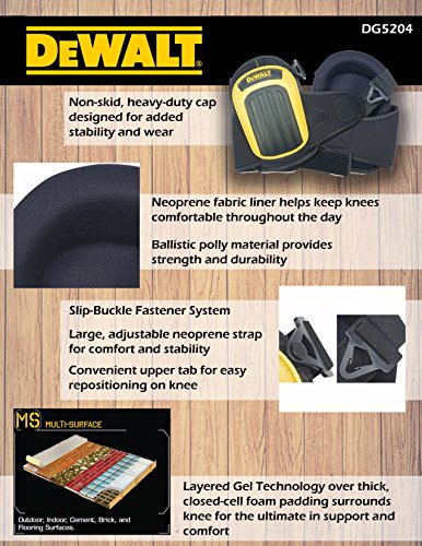 Custom Leathercraft Dewalt Dg5204 Professional Kneepads With Layered Gel And Neoprene Fabric Liner, Large #TOP1