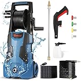 Enhulk 1800W Electric Pressure Washer, 2300 Max PSI 1.9 GPM Power Washer with Hose Reel, 33 FT Pressure Hose, 36 FT Power Cord, 4 Nozzles Foam Cannon, Pressure Cleaner Machine for Car, Home, Driveway