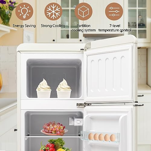 Retro koelkast, koel-vriescombinatie, 105,5cm hoog, 41cm breed, tweedeurs, met 92 liter totaal volume, 28 liter vriesvolume - Image 5