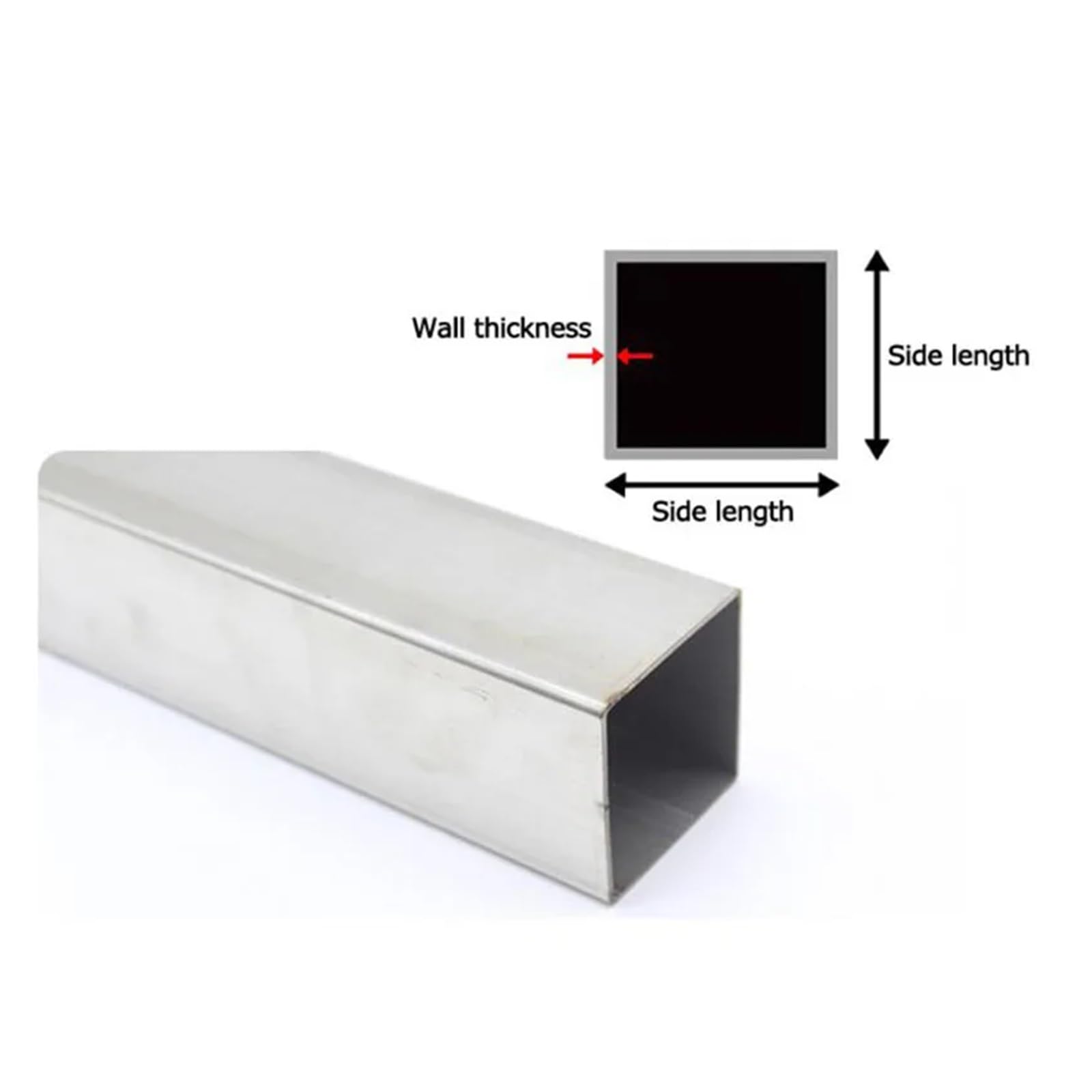 Tubo cuadrado de aluminio Longitud plana industrial 500m m del soporte rectangular del tubo cuadrado de acero inoxidable de todos los tamaños(12x12x1mm 2Pcs)