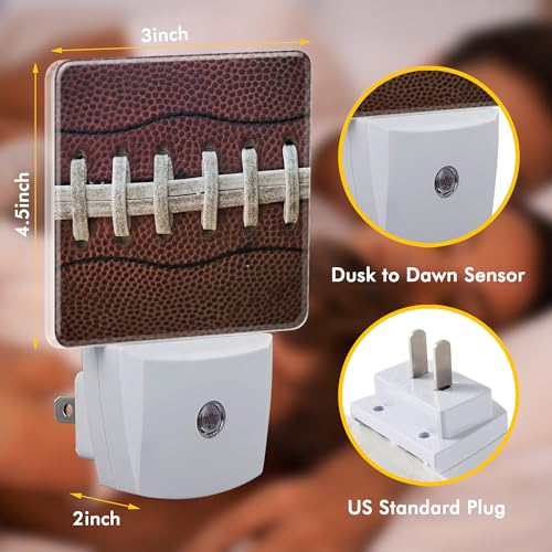 Image of American Football Night Light,Plug into Wall with Dusk to Dawn Light Sensors,LED Nightlights for Bedroom,Bathroom,Kitchen,Hallway,Room Decor for Boys Girls Women Men