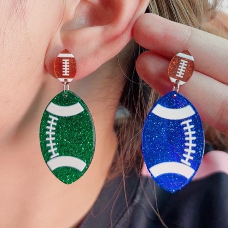 Rugby Acrylic Earrings Thin Flash Football Earrings Lightweight Pendant Sports Earrings Jewelry Gift for Women4