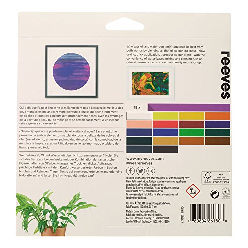 Image of Reeves Water Mixable Oil Paint-10ml, Set of 18